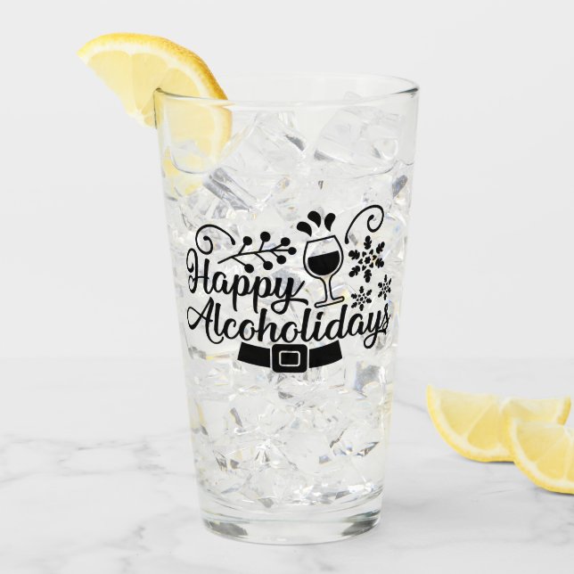 Happy Alcoholidays | Funny Christmas Drinks Spaß Glas (Vorderseite Ice)