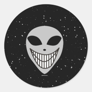 Happy Alien Rennen Science Fiction konfrontiert Runder Aufkleber