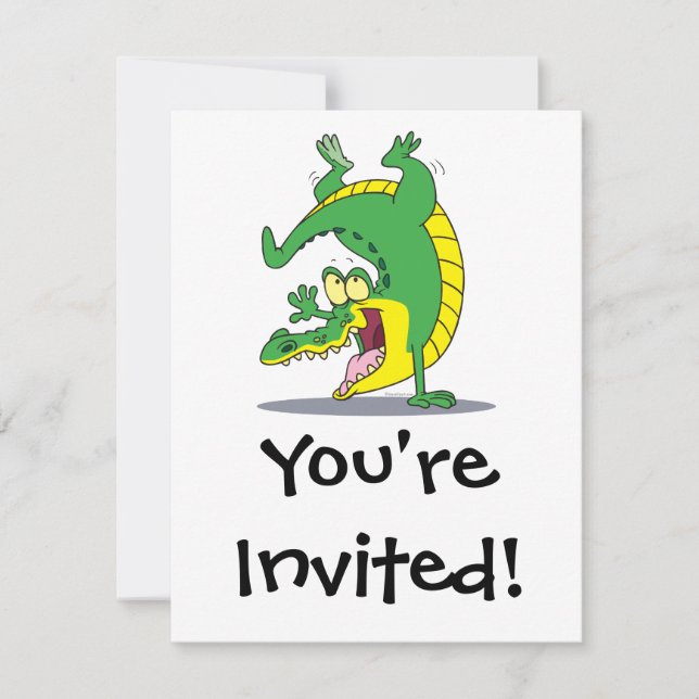 Happy Alligator Krokodil Cartoon tanzen Einladung (Vorderseite)