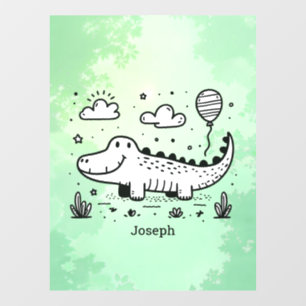 Happy Alligator mit Balloon - Niedliches Kinderzim Fensteraufkleber