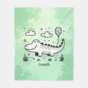 Happy Alligator mit Balloon - Niedliches Kinderzim Fleecedecke