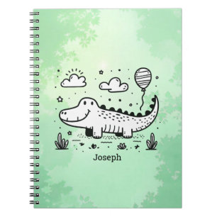 Happy Alligator mit Balloon - Niedliches Kinderzim Notizblock
