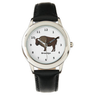 Happy American Bison Buffalo Illustration Armbanduhr