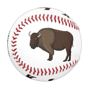 Happy American Bison Buffalo Illustration Baseball