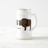 Happy American Bison Buffalo Illustration