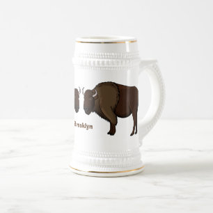 Happy American Bison Buffalo Illustration Bierglas