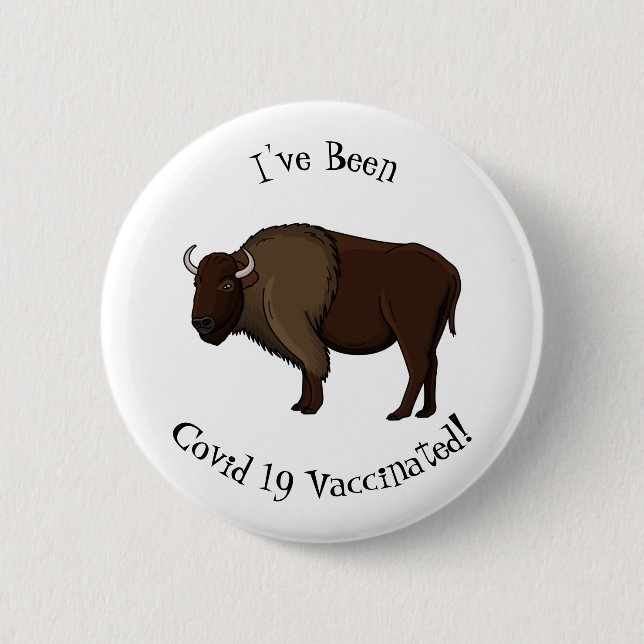 Happy American Bison Buffalo Illustration Button (Vorderseite)