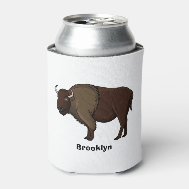 Happy American Bison Buffalo Illustration Dosenkühler (Kanne Vorderseite)