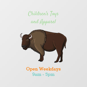 Happy American Bison Buffalo Illustration Fensteraufkleber