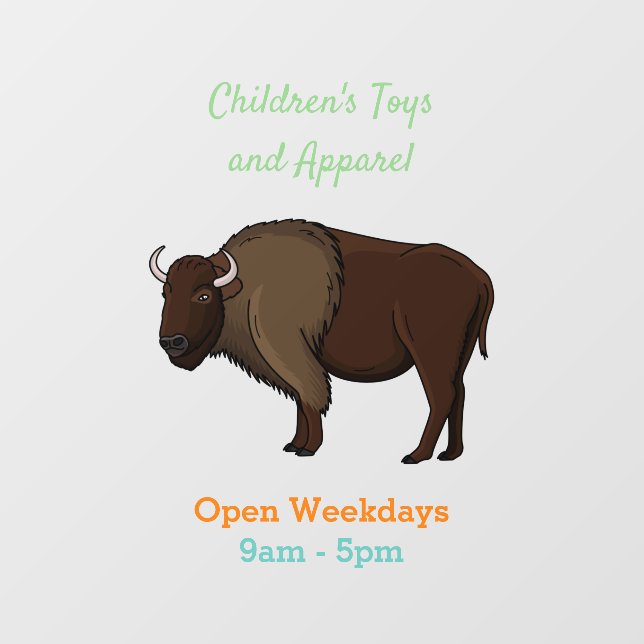 Happy American Bison Buffalo Illustration Fensteraufkleber (Blatt)