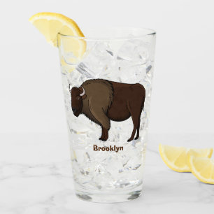 Happy American Bison Buffalo Illustration  Glas