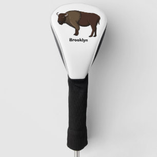 Happy American Bison Buffalo Illustration Golf Headcover