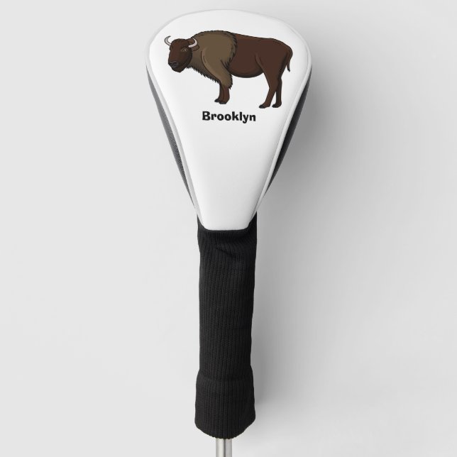 Happy American Bison Buffalo Illustration Golf Headcover (Vorderseite)