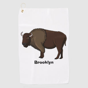 Happy American Bison Buffalo Illustration Golfhandtuch