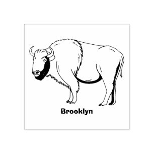 Happy American Bison Buffalo Illustration Gummistempel