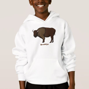 Happy American Bison Buffalo Illustration Hoodie