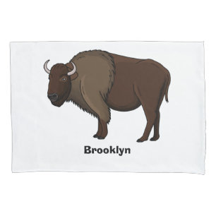 Happy American Bison Buffalo Illustration  Kissenbezug