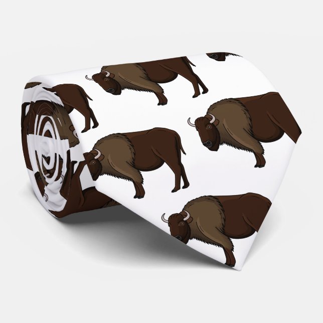 Happy American Bison Buffalo Illustration Krawatte (Gerollt)
