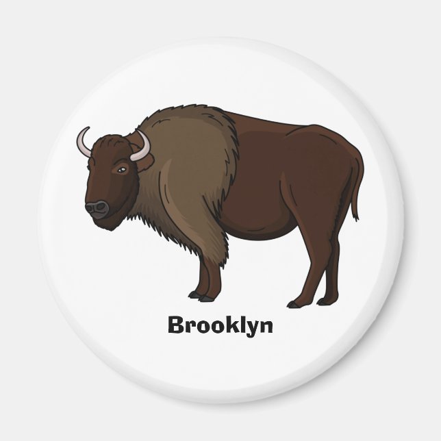 Happy American Bison Buffalo Illustration Magnet (Vorne)