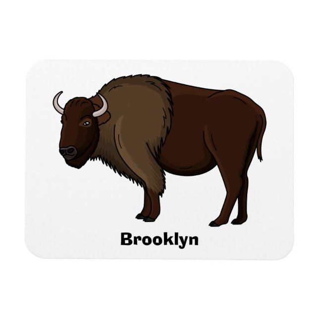 Happy American Bison Buffalo Illustration Magnet (Horizontal)