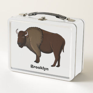 Happy American Bison Buffalo Illustration  Metall Brotdose
