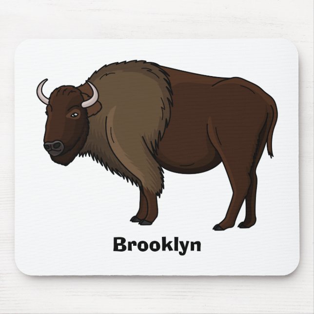 Happy American Bison Buffalo Illustration Mousepad (Vorne)