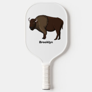 Happy American Bison Buffalo Illustration Pickleball Schläger