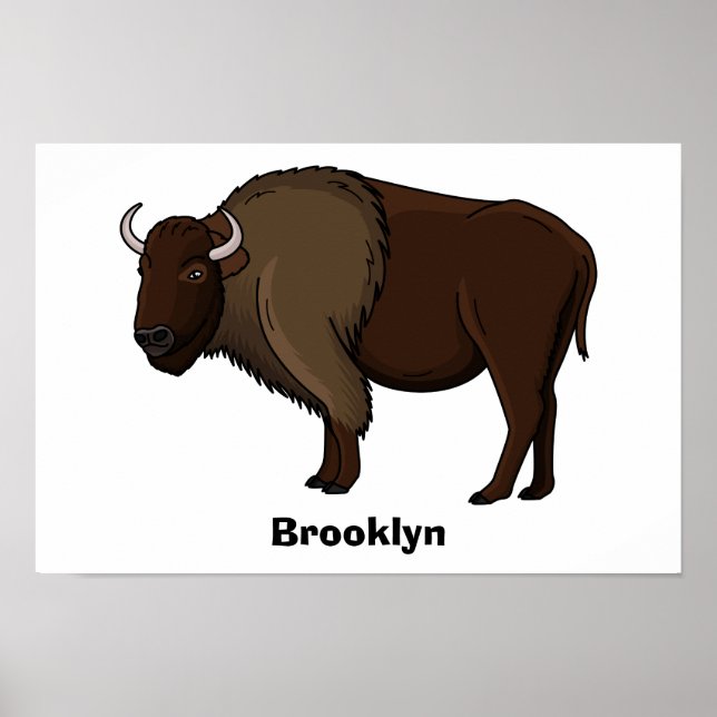 Happy American Bison Buffalo Illustration Poster (Vorne)