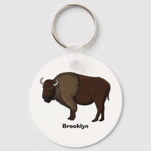 Happy American Bison Buffalo Illustration Schlüsselanhänger