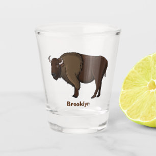 Happy American Bison Buffalo Illustration  Schnapsglas