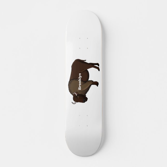 Happy American Bison Buffalo Illustration Skateboard (Vorne)