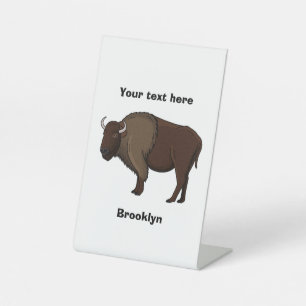 Happy American Bison Buffalo Illustration Sockelschild