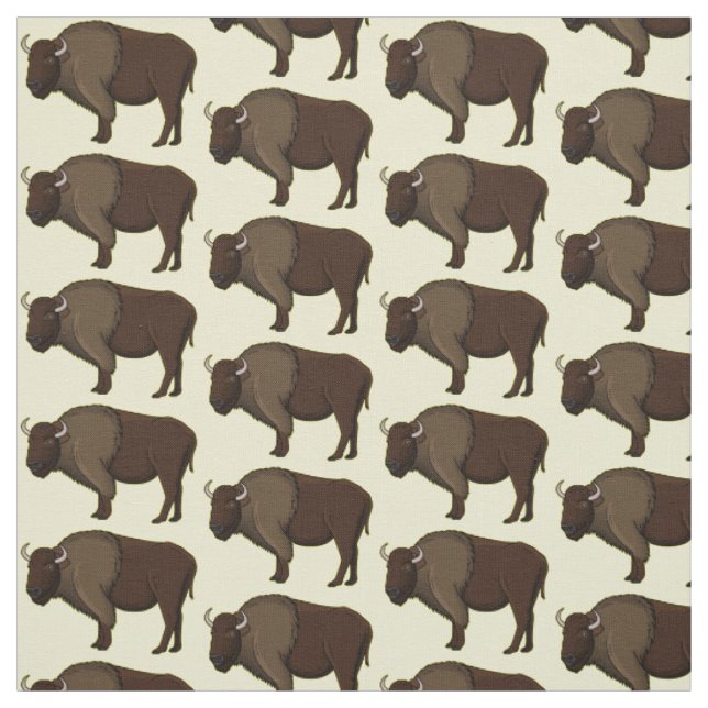 Happy American Bison Buffalo Illustration Stoff (Muster)