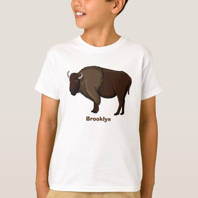 Happy American Bison Buffalo Illustration T-Shirt (Vorderseite)