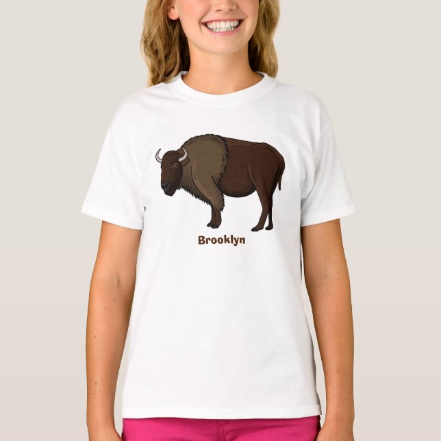 Happy American Bison Buffalo Illustration T-Shirt (Vorderseite)