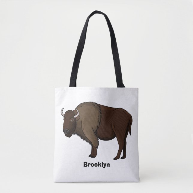 Happy American Bison Buffalo Illustration Tasche (Vorderseite)