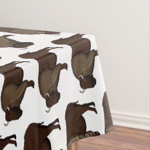 Happy American Bison Buffalo Illustration Tischdecke
