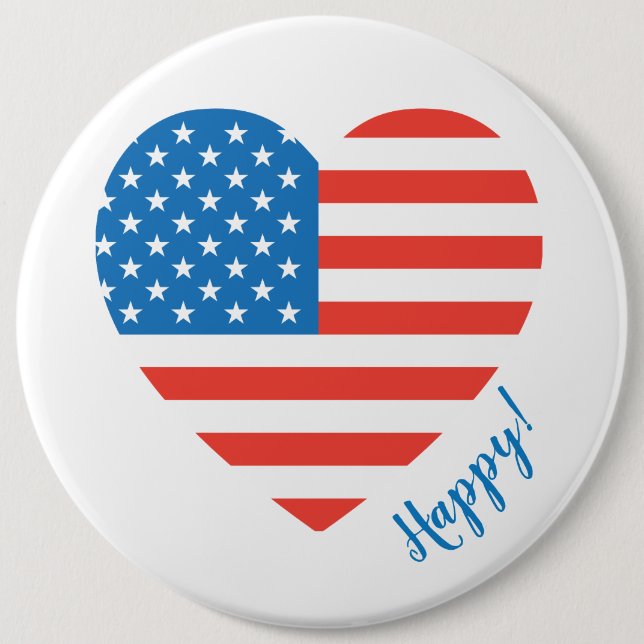 Happy American USA Flag Herz 4. Juli Personalize Button (Vorderseite)