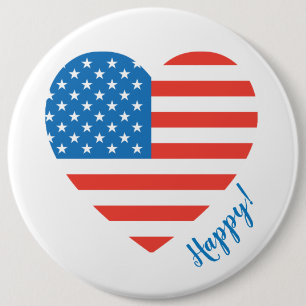Happy American USA Flag Herz 4. Juli Personalize Button