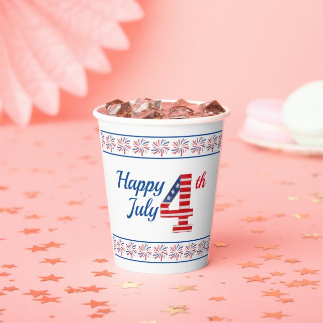 Happy Amerikanische Unabhängigkeitstag 8 oz Paper  Pappbecher (Insitu)