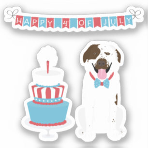 Happy Amerikanische Unabhängigkeitstag Dog Red Whi Aufkleber