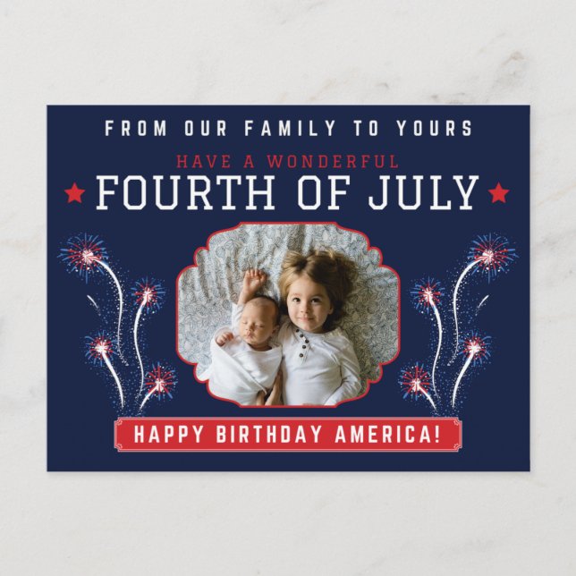 Happy Amerikanische Unabhängigkeitstag Family Foto Postkarte (Vorderseite)
