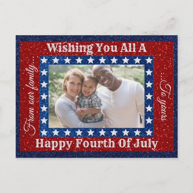Happy Amerikanische Unabhängigkeitstag Glitzer Fot Postkarte (Vorderseite)