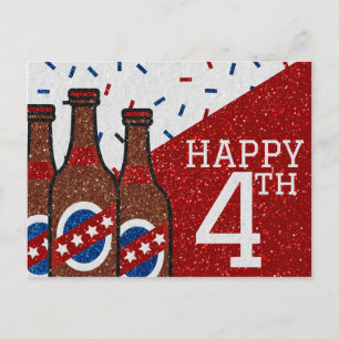Happy Amerikanische Unabhängigkeitstag Glitzer Postkarte