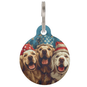 Happy Amerikanische Unabhängigkeitstag Golden Retr Haustiermarke