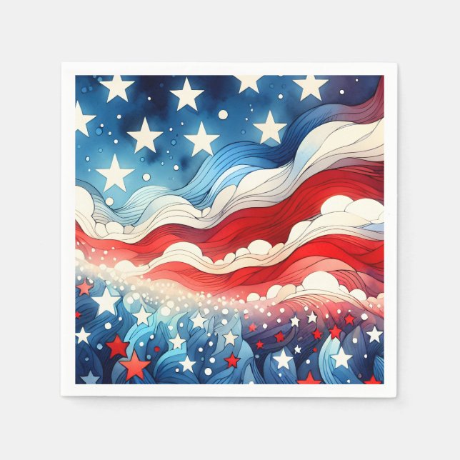 Happy Amerikanische Unabhängigkeitstag | Patriotis Serviette (Vorderseite)