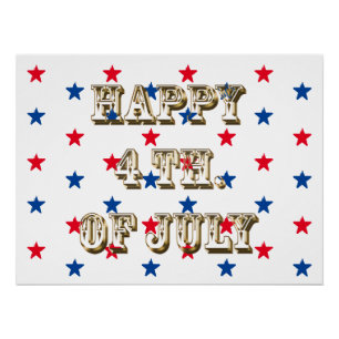 Happy amerikanische Unabhängigkeitstag Rot-Blau-St Poster