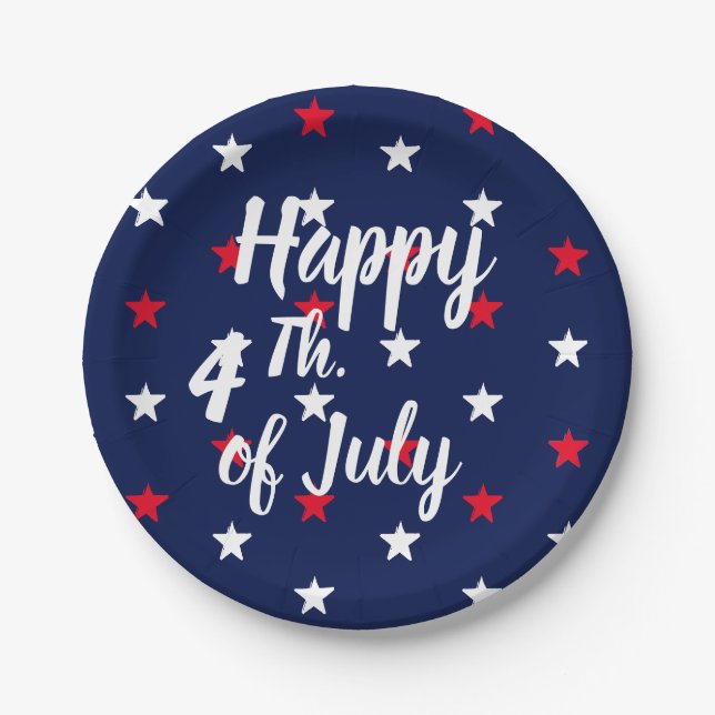 Happy amerikanische Unabhängigkeitstag Rot-Weiß-St Pappteller (Vorderseite)