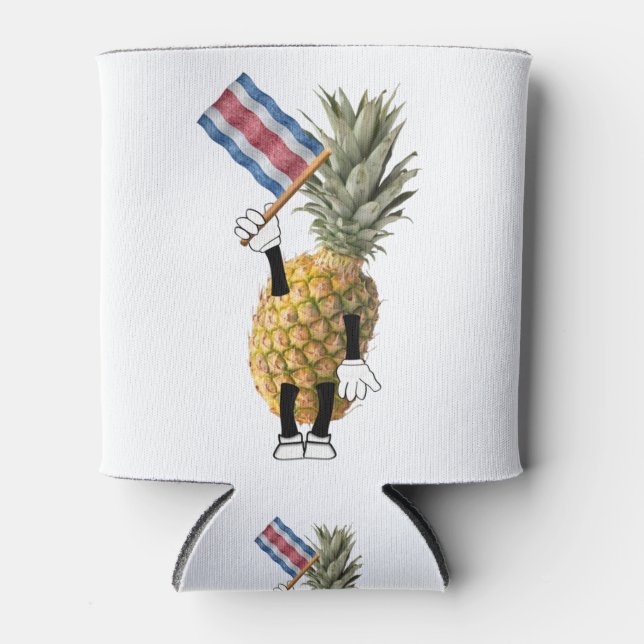 Happy Ananas schweben eine costa-ricanische Flagge Dosenkühler (Vorderseite)