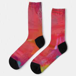 Happy and Bright Colorful Mixed Media Socken